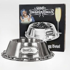 NIB-Snoop Dogg Off The Chain Deluxe Pet Bowl Silver LARGE